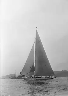 The 205 ton J-class yacht Velsheda sailing close hauled, 1935. Creator: Kirk & Sons of Cowes