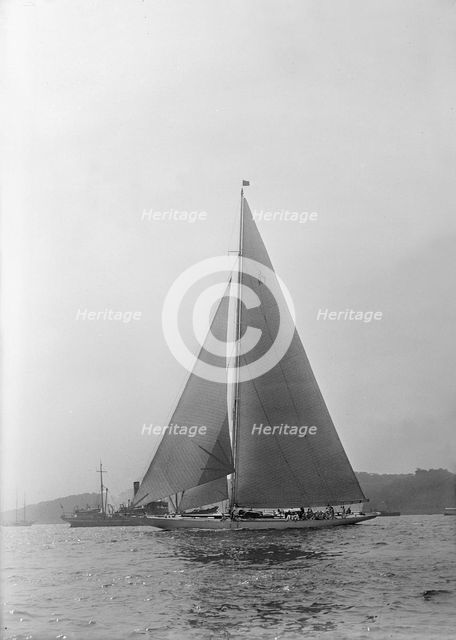 The 205 ton J-class yacht 'Velsheda' sailing close hauled, 1935.  Creator: Kirk & Sons of Cowes.