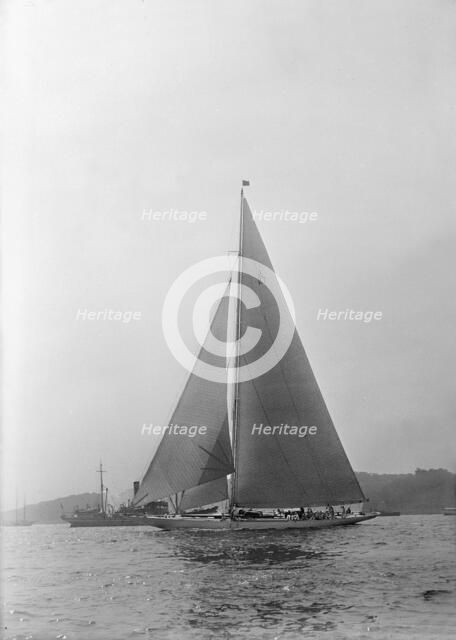 The 205 ton J-class yacht 'Velsheda' sailing close hauled, 1935.  Creator: Kirk & Sons of Cowes.