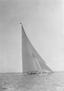 The 205 ton J-class yacht Velsheda sailing close hauled, 1935. Creator: Kirk & Sons of Cowes
