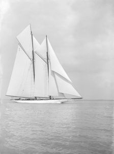 The 380 ton A Class schooner Margherita sailing close-hauled, 1913. Creator: Kirk & Sons of Cowes
