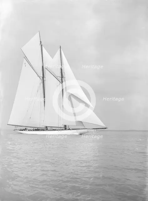 The 380 ton A Class schooner 'Margherita' sailing close-hauled, 1913. Creator: Kirk & Sons of Cowes.