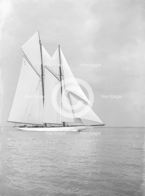 The 380 ton A Class schooner 'Margherita' sailing close-hauled, 1913. Creator: Kirk & Sons of Cowes.