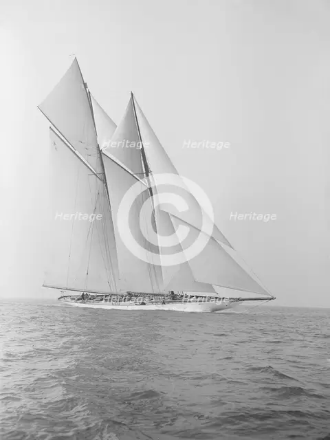 The 380 ton A Class schooner 'Margherita' sailing close-hauled, 1913. Creator: Kirk & Sons of Cowes.