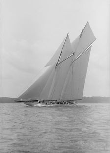 The 380 ton A Class schooner Margherita sailing close-hauled, 1913. Creator: Kirk & Sons of Cowes