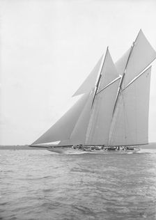 The 380 ton A Class schooner Margherita sailing close-hauled, 1913. Creator: Kirk & Sons of Cowes