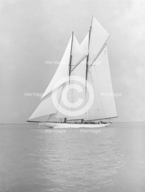 The 380 ton A Class schooner 'Margherita' sailing close-hauled, 1913. Creator: Kirk & Sons of Cowes.