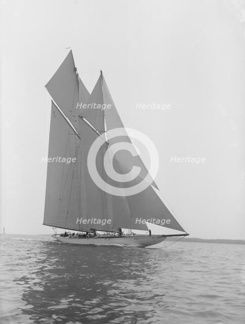 The 380 ton A Class schooner 'Margherita' sailing close-hauled, 1913. Creator: Kirk & Sons of Cowes.