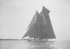 The 380 ton A Class schooner Margherita sailing on a reach, 1913. Creator: Kirk & Sons of Cowes