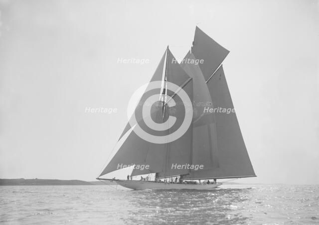 The 380 ton A Class schooner 'Margherita' sailing on a reach, 1913. Creator: Kirk & Sons of Cowes.