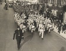 The 38th Middlesex, (Artists') Rifle Volunteers marching, 1933. Creator: Unknown