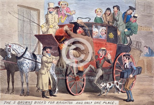 'The 3 Browns book'd for Brighton, and only one place', c1830. Artist: Anon