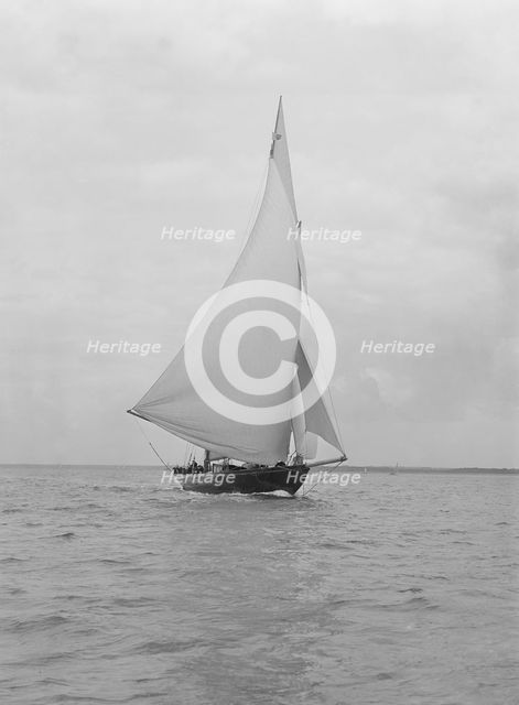 The 32 metre ketch 'Joyette' running downwind, 1922. Creator: Kirk & Sons of Cowes.