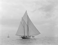 The 32 metre ketch Joyette running downwind, 1922. Creator: Kirk & Sons of Cowes