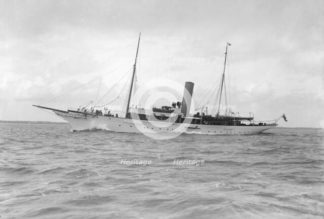 The 445 ton steam yacht 'Vanessa' under way,1912. Creator: Kirk & Sons of Cowes.