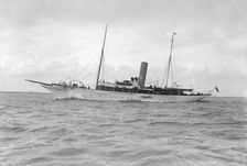 The 445 ton steam yacht Vanessa under way,1912. Creator: Kirk & Sons of Cowes
