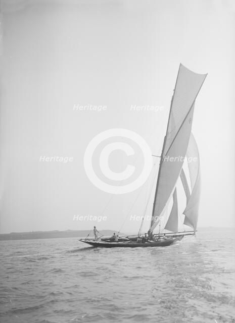 The 45 ton cutter 'Varia' under sail, 1911. Creator: Kirk & Sons of Cowes.