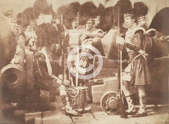 The 42nd Gordon Highlanders, Edinburgh Castle, 1843-47. Creators: David Octavius Hill, Robert Adamson, Hill & Adamson.