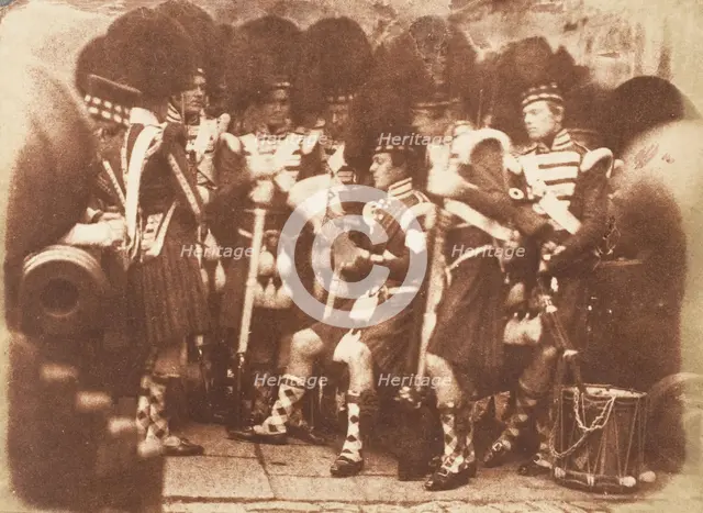 The 42nd Gordon Highlanders, Edinburgh Castle, 1843-47. Creators: David Octavius Hill, Robert Adamson, Hill & Adamson.