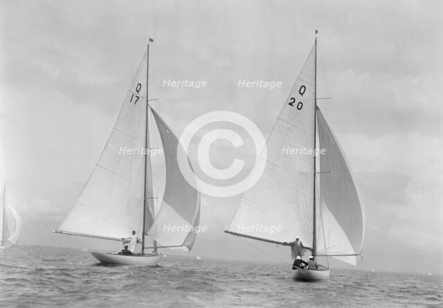 The 6 Metre class 'Coral' (17) and 'Fintra' (20), 1936. Creator: Kirk & Sons of Cowes.