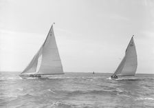The 6 Metre class Wamba II and Bubble 1914. Creator: Kirk & Sons of Cowes