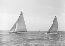 The 6 Metre class Wamba II and Bubble 1914. Creator: Kirk & Sons of Cowes