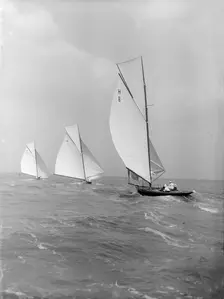 The 6 Metre class The Truant Antwerpia IV and Spero 1912. Creator: Kirk & Sons of Cowes