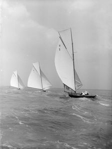 The 6 Metre class The Truant Antwerpia IV and Spero 1912. Creator: Kirk & Sons of Cowes