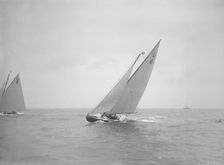 The 6 Metre Class The Whim sailing close-hauled, 1911. Creator: Kirk & Sons of Cowes