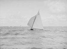The 6 Metre Class The Whim running downwind, 1912. Creator: Kirk & Sons of Cowes