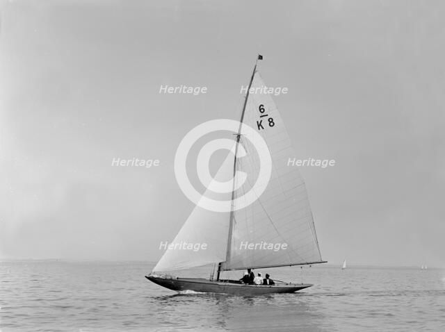 The 6 Metre sailing yacht 'Whimbret' (K8), 1921. Creator: Kirk & Sons of Cowes.