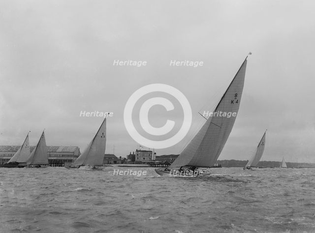 The 6 Metre sailing yacht 'Margaret' (K14) sailing close-hauled, 1921. Creator: Kirk & Sons of Cowes.