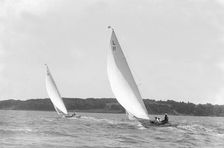The 6-metre Wamba II and Lanka sailing on a reach, 1914. Creator: Kirk & Sons of Cowes