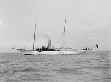The 70 ton steam yacht Ombra under way, 1914. Creator: Kirk & Sons of Cowes