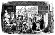 The 70th Bengal Native Infantry drawing rations at the Commissariat Stores, Canton, 1858. Creator: Unknown