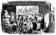 The 70th Bengal Native Infantry drawing rations at the Commissariat Stores, Canton, 1858. Creator: Unknown