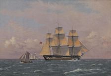 The 84-Gun Danish Warship "Dronning Marie" in the Sound, 1834. Creator: CW Eckersberg