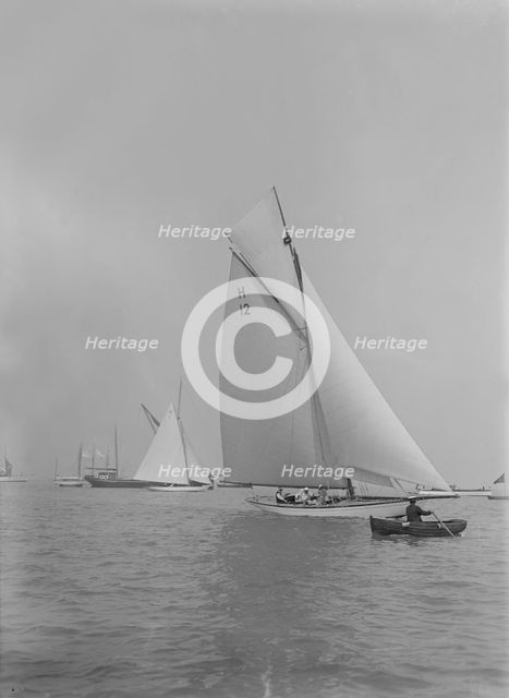 The 8 Metre Class 'The Truant' (H12) sailing close-hauled. Creator: Kirk & Sons of Cowes.