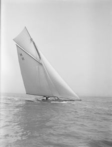 The 8 Metre Ventana (H11) sailing close-hauled, 1912. Creator: Kirk & Sons of Cowes