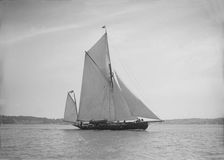 The 95 ft yawl Artemis sailing close-hauled, 1911. Creator: Kirk & Sons of Cowes