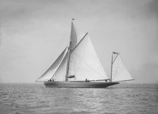 The 95 ft yawl Artemis sailing close-hauled, 1911. Creator: Kirk & Sons of Cowes