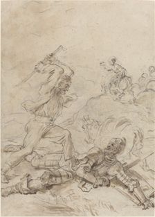 The Muleteer Attacking Don Quixote as He Lies Helpless on the Ground, 1780s. Creator: Jean-Honore Fragonard