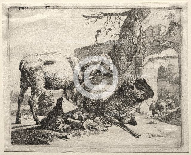 The Muleteer under the Gateway, 1665. Creator: Johann Heinrich Roos (German, 1631-1685).