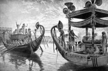The mummy of Tutankhamun crossing the Nile for the last time, Egypt, 1325 BC (1933-1934)