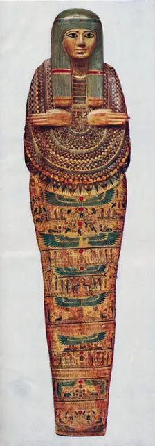 The Mummy case of a priestess of Ammon-Ra dating from 1600 BC, (c1935)