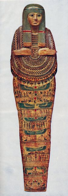 The Mummy case of a priestess of Ammon-Ra dating from 1600 BC, (c1935)
