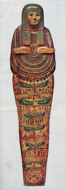 The Mummy case of a priestess of Ammon-Ra dating from 1600 BC, (c1935)