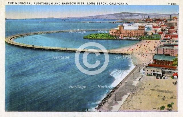 The Municipal Auditorium and Rainbow Pier, Long Beach, California, USA. Artist: Unknown