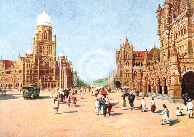 The Municipal Offices and Victoria Terminus, Bombay, India, early 20th century. Artist: Unknown