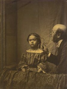 The muscle of attention (left); Eyebrow contraction due to bright light (right), 1854-1856. Creator: Duchenne de Boulogne